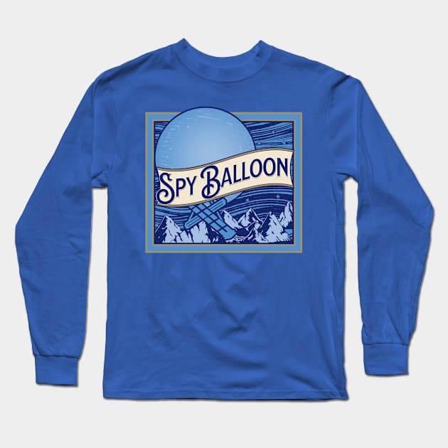 Blue Spy Balloon - Chinese Spy Balloon Over the United States Long Sleeve T-Shirt by aaronsartroom